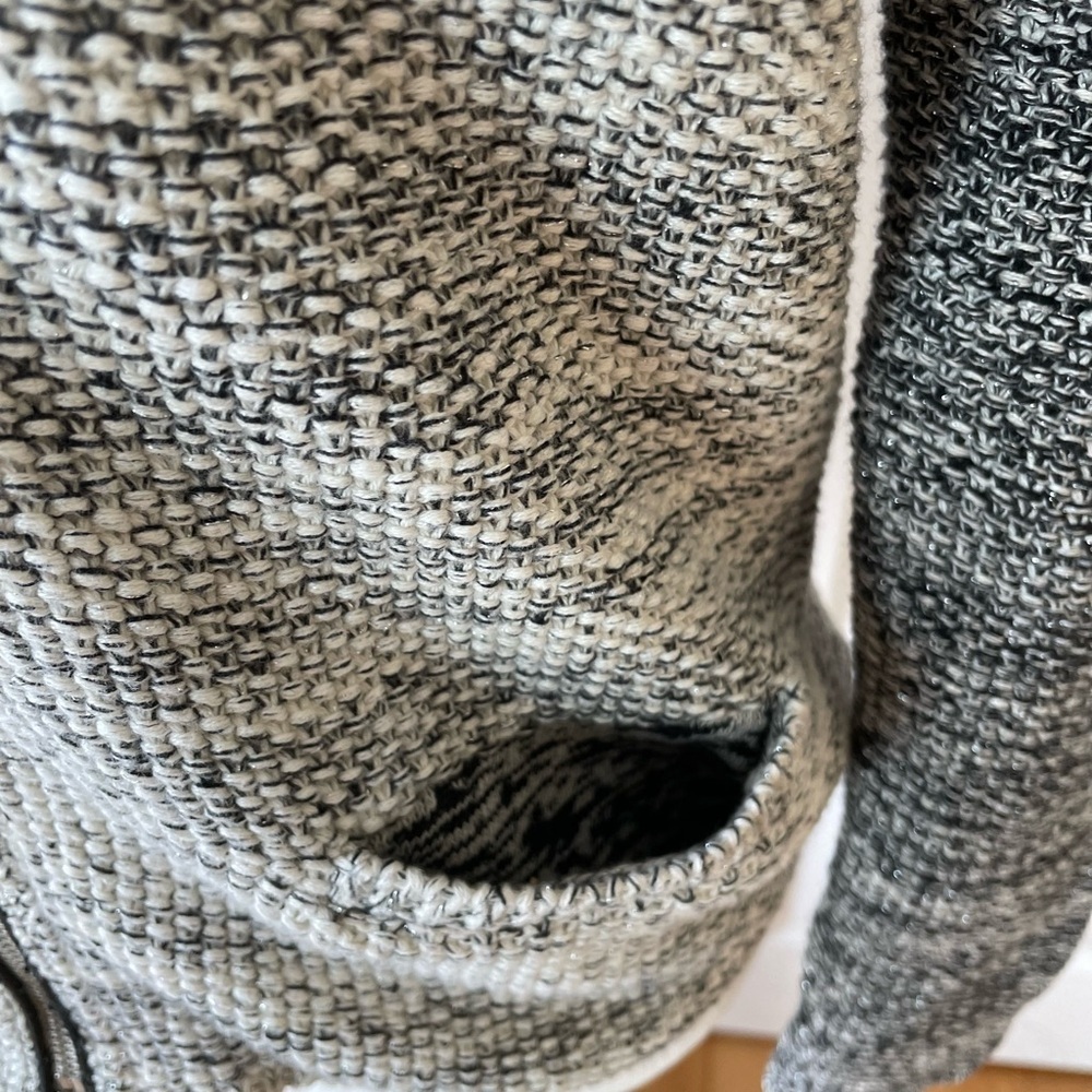 Talbot Colorblock Knit Zipper Cardigan Jacket black and white metallic Size SP - Picture 6 of 10
